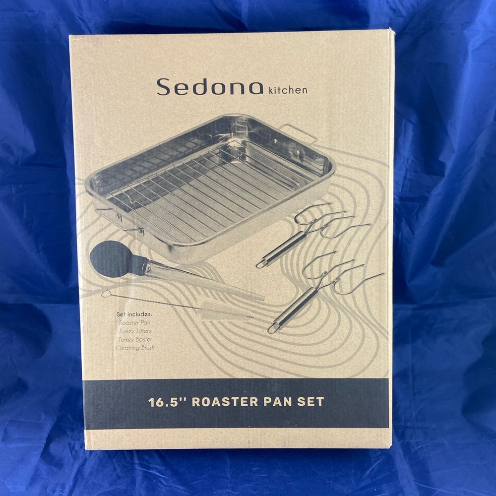New Sedona Kitchen Set Roaster Pan  Turkey Lifters Turkey Baster Cleaning Brush